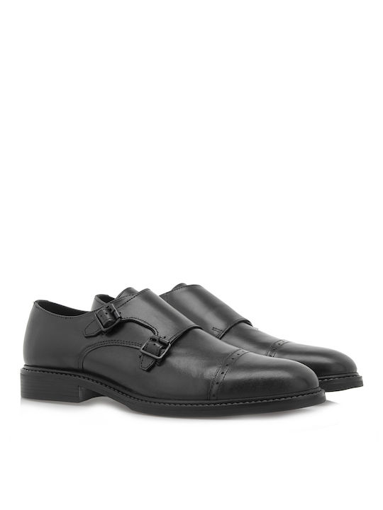 La Cuoieria Men's Leather Monk Shoes Black