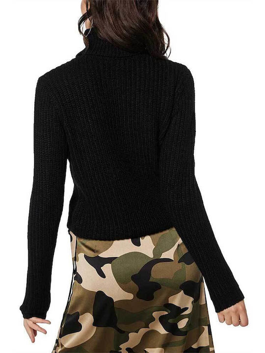 Rut & Circle Women's Long Sleeve Sweater Turtleneck Black
