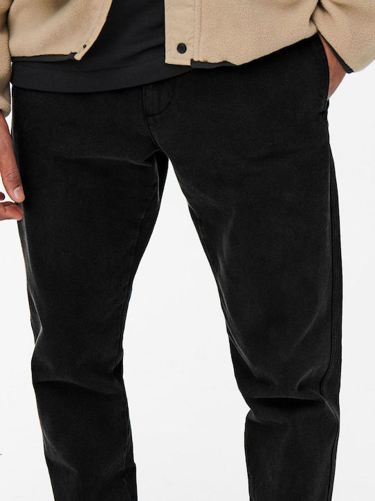 Only & Sons Men's Trousers Chino in Tapered Line Black