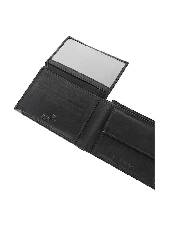 New Line Collection Δερμάτινο Ανδρικό Πορτοφόλι με RFID Μαύρο