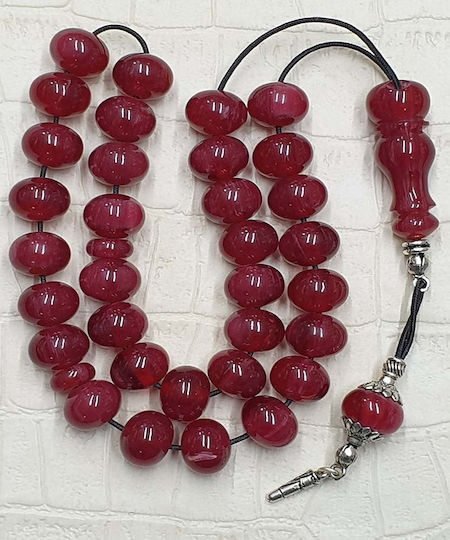 Roloi Komboloi Mastic Worry Beads with 33 Beads Pink 35cm