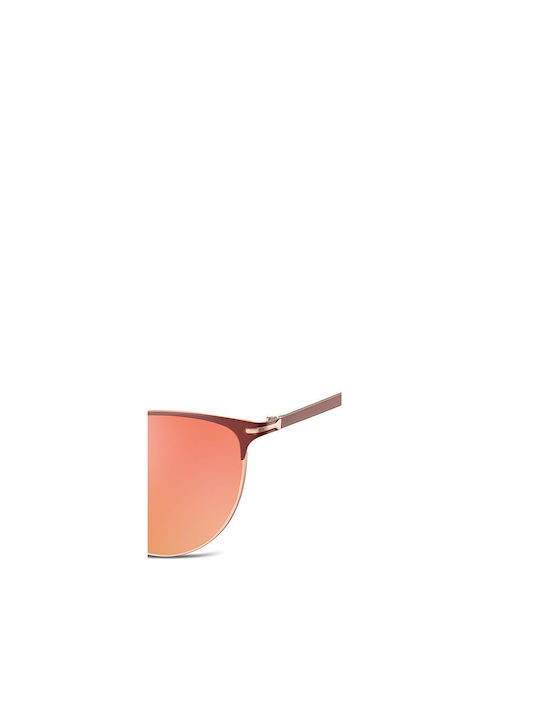 Sunoptic Women's Sunglasses with Rose Gold Metal Frame and Red Mirror Lens SRR-914F