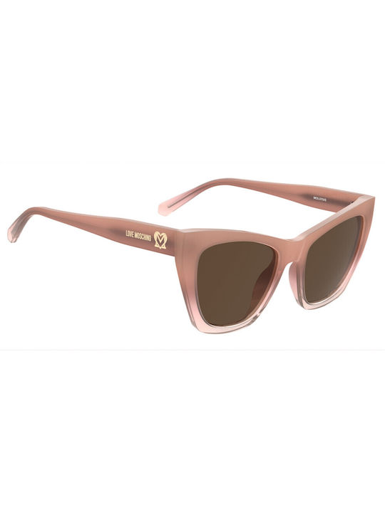 Moschino Women's Sunglasses with Pink Plastic Frame and Brown Lens MOL070/S FWM/70