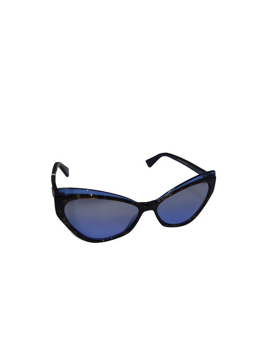 Moschino Women's Sunglasses with Black Plastic Frame and Blue Mirror Lens XT89955