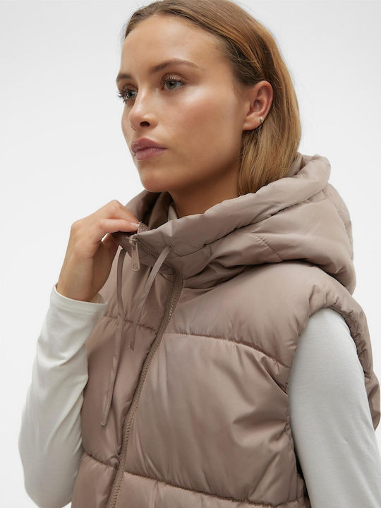 Vero Moda Μακρύ Γυναικείο Puffer Μπουφάν για Χειμώνα Καφέ