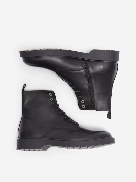 Selected Men's Leather Boots with Zipper Black