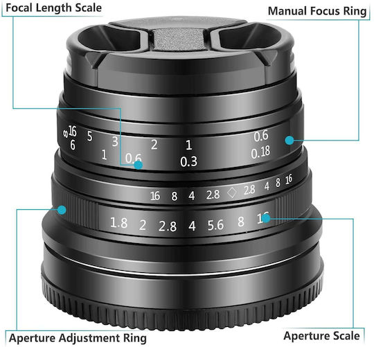 Neewer Crop Camera Lens 25mm F1.8 Fixed for Sony E Mount Black
