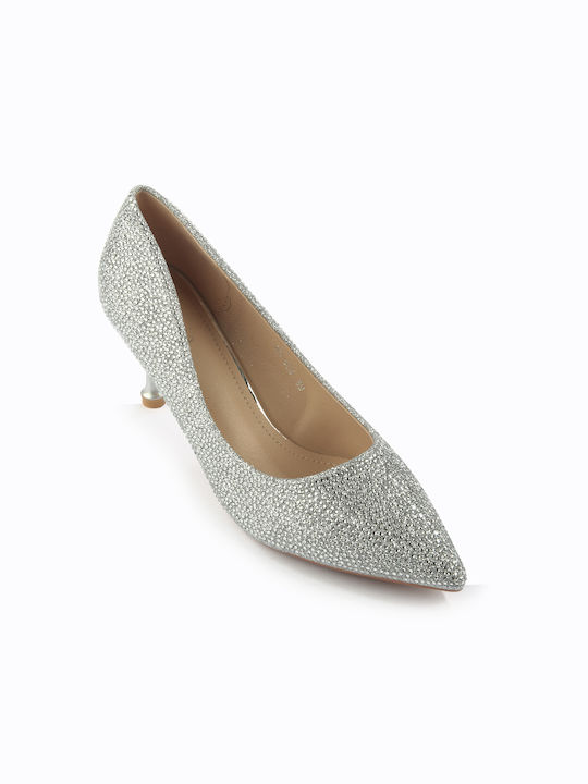 Fshoes Pointed Toe Silver Heels