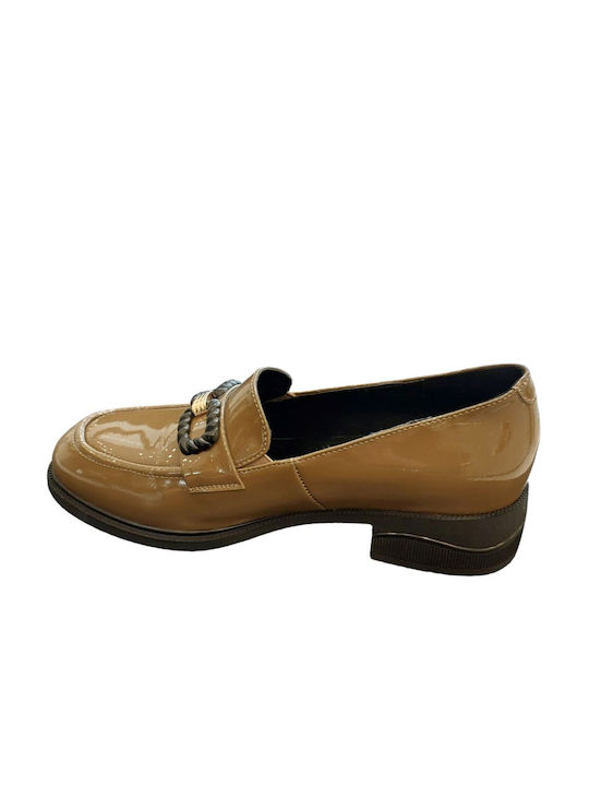 Gianna Kazakou Patent Leather Women's Moccasins in Brown Color