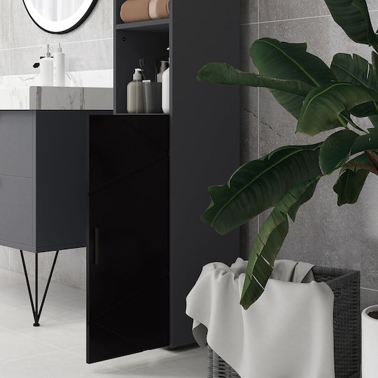 Kleankin Badezimmersäule Boden H30xB30xH183cm Schwarz