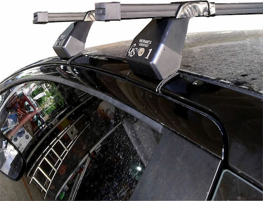 GS Steel Car Roof Bars for Toyota Yaris 3D Set with Roof Rack Legs and Lock Silver