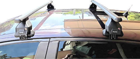 Menabo Steel Car Roof Bars for Alfa Romeo Alfa 147 5D Set with Roof Rack Legs and Lock Black