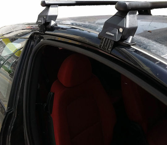 Menabo Metallic Car Roof Bars for Mitsubishi Colt 3D Set with Roof Rack Legs and Lock Black
