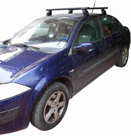 Menabo Metallic Car Roof Bars for Renault Megane 2002-2010 Set with Roof Rack Legs Silver