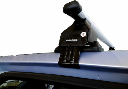 Menabo Aluminum Car Roof Bars for Mitsubishi Colt 5D Set with Roof Rack Legs Silver
