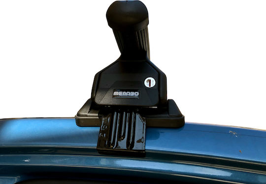 Menabo Steel Car Roof Bars for Hyundai i30 5D Set with Roof Rack Legs Silver