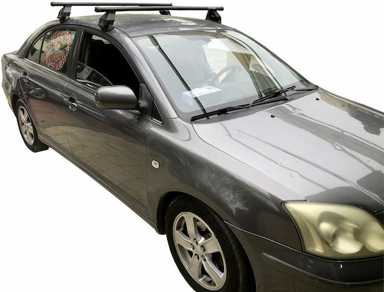 Menabo Steel Car Roof Bars for Toyota Avensis 4D Set with Roof Rack Legs Silver