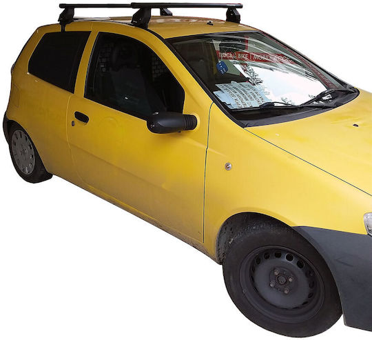 Menabo Metallische Autodachträger für Fiat Punto 2007-2010 mit Dachträgerfüßen Silber MΠ.FPUNTO.14