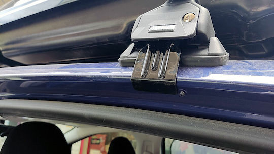 Menabo Metallic Car Roof Bars for Peugeot 208 5D Set with Roof Rack Legs Silver