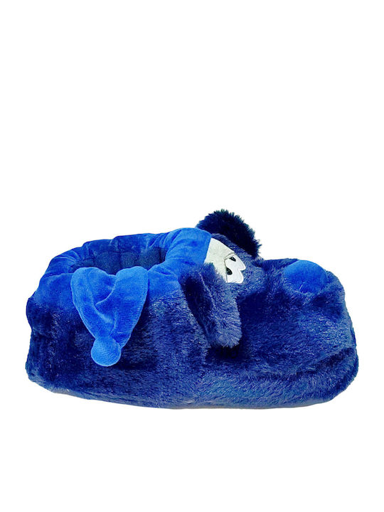 Winterliche Herrenhausschuhe mit Tiermotiven Blau