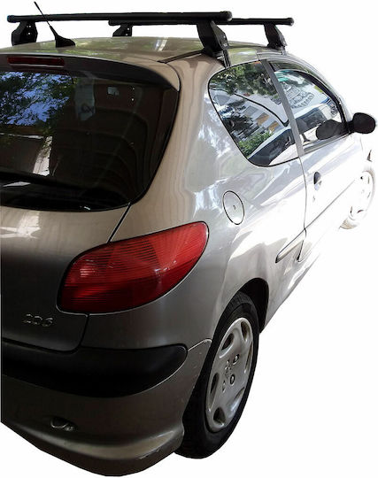 Menabo Car Roof Bars Steel for Peugeot 206 3D Set with Roof Rack Legs Silver