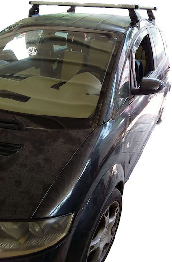 Menabo Aluminum Car Roof Bars for Audi A2 5D Set with Roof Rack Legs Silver