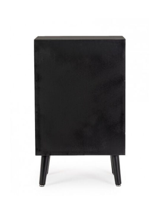 Josine Wooden Chest of Drawers with 3 Drawers Black / Natural 45x30x73cm