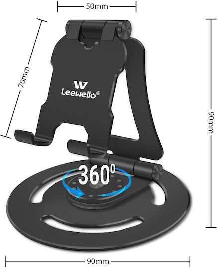 Leewello Desk Stand for Mobile in Black color 783163-Μαύρο