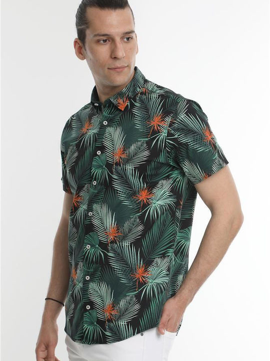Short-sleeved Shirt Floral Black
