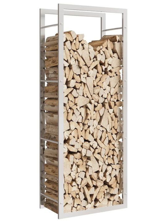 vidaXL Μεταλλικό Ράφι Αποθήκευσης Ξύλων 50x28x132cm Ασημί