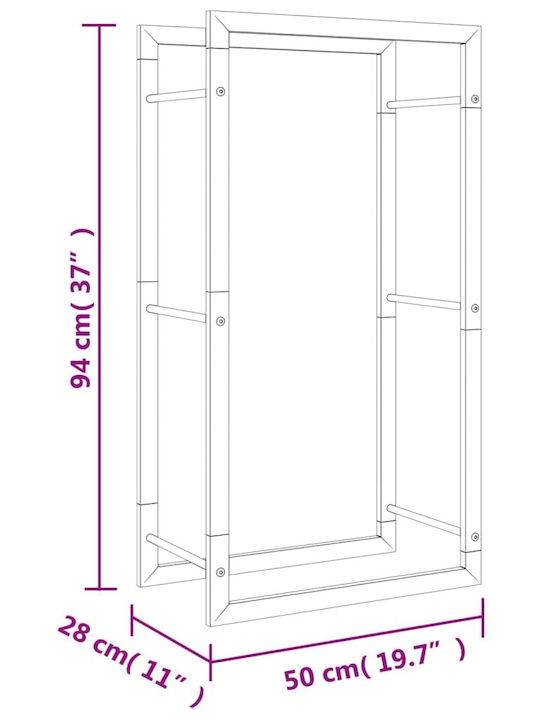 vidaXL Μεταλλικό Ράφι Αποθήκευσης Ξύλων 50x28x94cm Ασημί