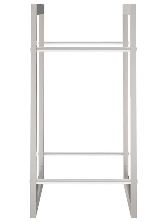 vidaXL Lemn de foc Metalic Raft Depozitare lemne 80x28x86cm Argintiu