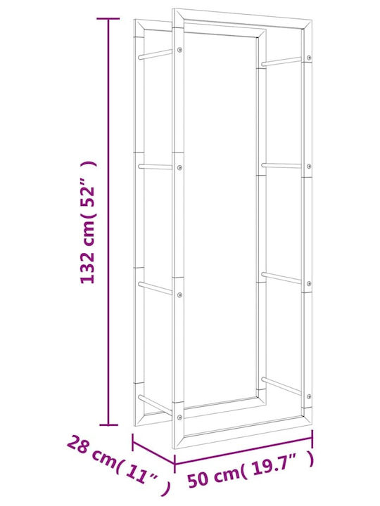 vidaXL Μεταλλικό Ράφι Αποθήκευσης Ξύλων 50x28x132cm Ασημί