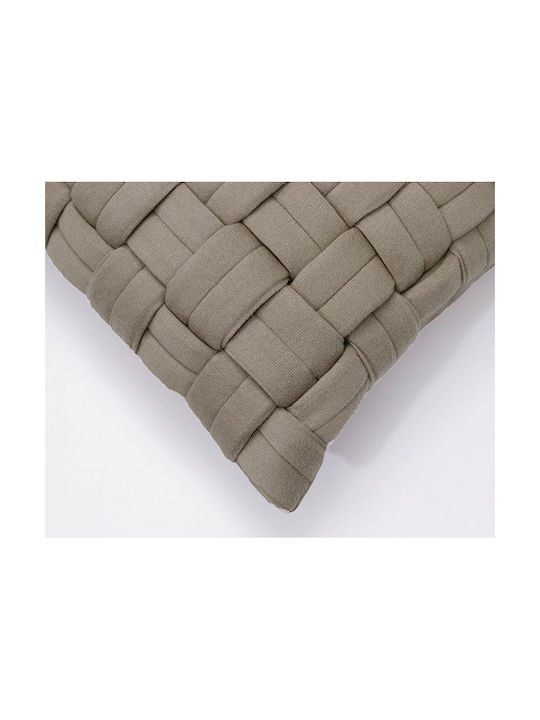 Liolios Home Μαξιλάρι Καναπέ Clusp από 100% Βαμβάκι Sandy Brown 50x50εκ.