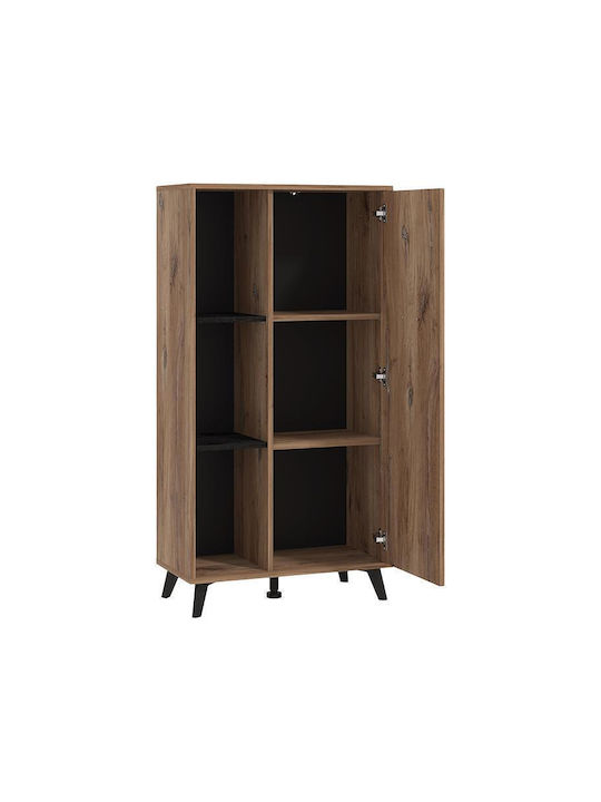 Corvia Pop Wohnzimmer Vitrine aus Spanplatte mit Verglasung FLAGSTAF-CARBON 68x33x130cm