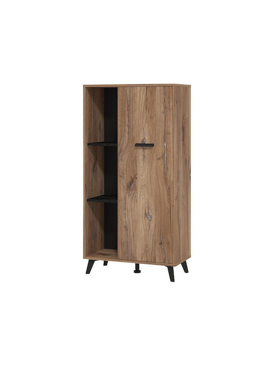 Corvia Pop Wohnzimmer Vitrine aus Spanplatte mit Verglasung FLAGSTAF-CARBON 68x33x130cm
