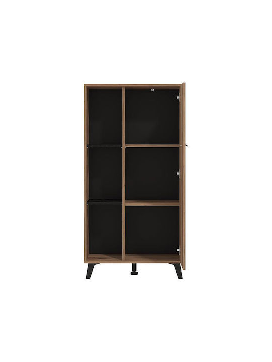 Corvia Pop Wohnzimmer Vitrine aus Spanplatte mit Verglasung FLAGSTAF-CARBON 68x33x130cm