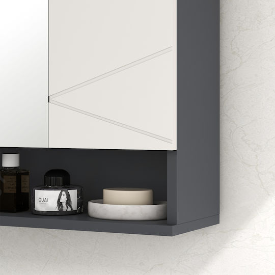 Kleankin Countertop without Sink with Mirror L55xW17xH55cm Gray