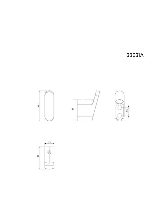 Langberger Series Single Wall-Mounted Bathroom Hook ​4.8x1.5cm Silver