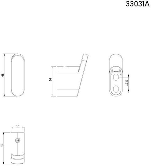 Langberger Series Single Wall-Mounted Bathroom Hook ​4.8x1.5cm Silver