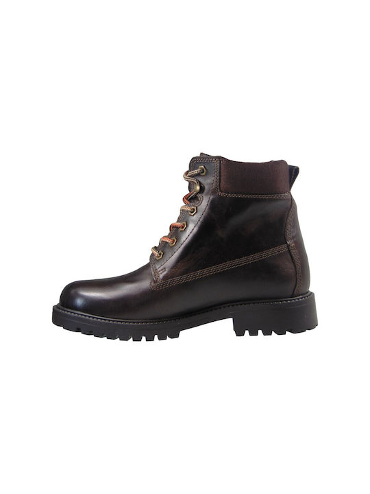 Parrotto Men's Leather Military Boots Brown