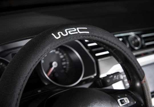 WRC Car Steering Wheel Cover with Diameter 35-38cm Synthetic Black with Black Stitching