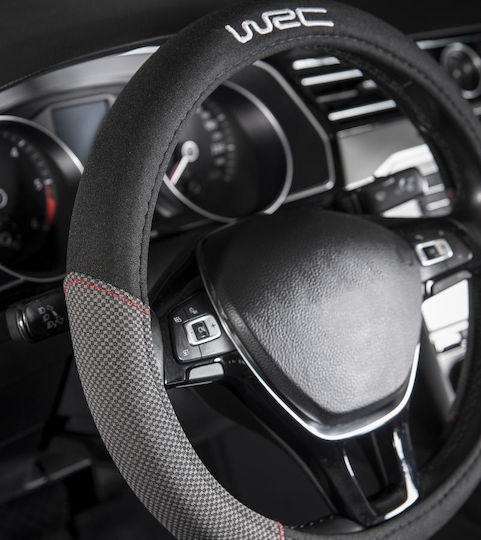 WRC Car Steering Wheel Cover with Diameter 35-38cm Synthetic Black with Black Stitching