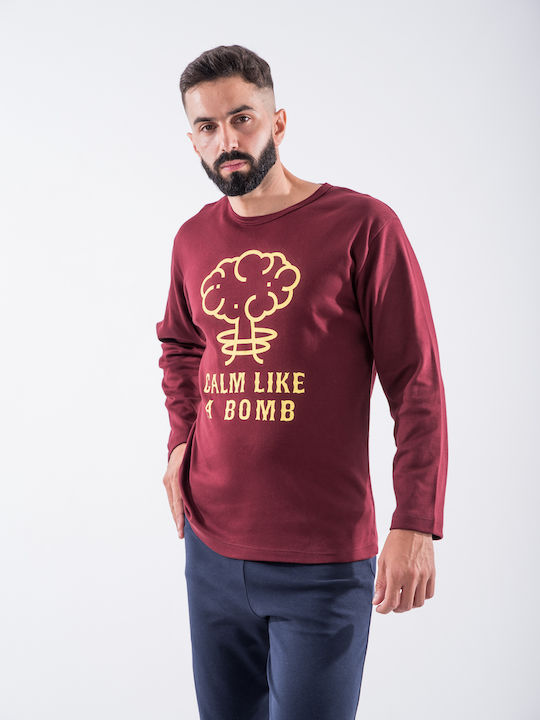 Cherry Underwear Men's Winter Pajamas Set Bordeaux.