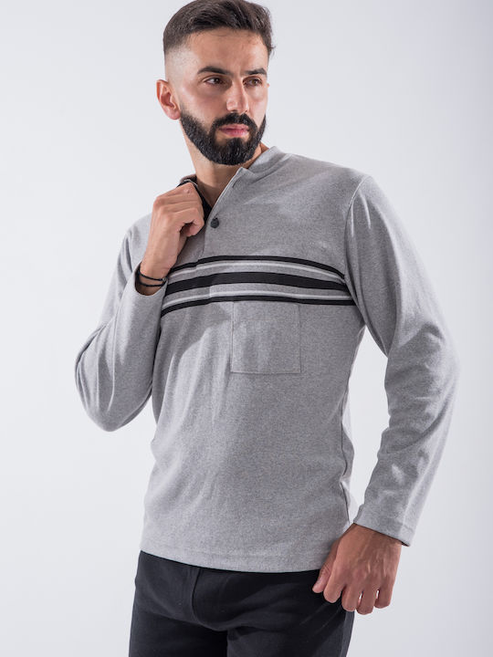 Cherry Underwear Men's Winter Pajamas Set Gray