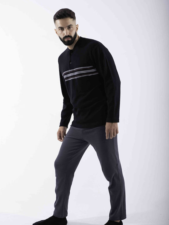 Cherry Underwear Men's Winter Pajamas Set Black