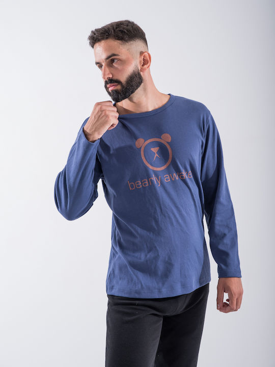 Cherry Underwear Men's Winter Pajamas Set Dark Blue