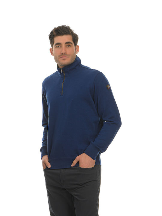 Paul & Shark Men's Long Sleeve Sweater with Zipper Blue