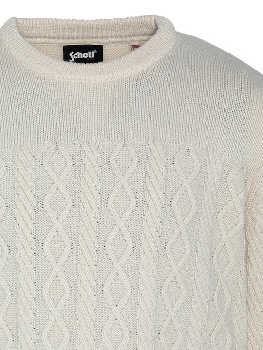 Schott Herren Langarm-Pullover Weiß