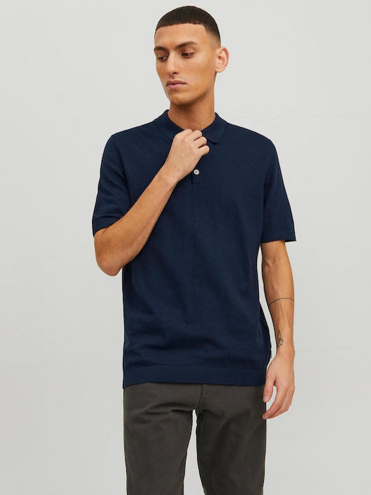 Jack & Jones Ανδρικό T-shirt Κοντομάνικο Polo Navy Μπλε